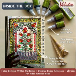 diy floral glass painting art kit — mughal motif indian home decor