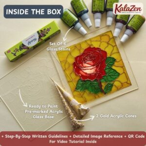 diy rose glass painting art kit (6×6 in) — stained glass gift india