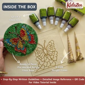 diy butterfly glass painting art kit (6×6 in) — nostalgic indian craft gift